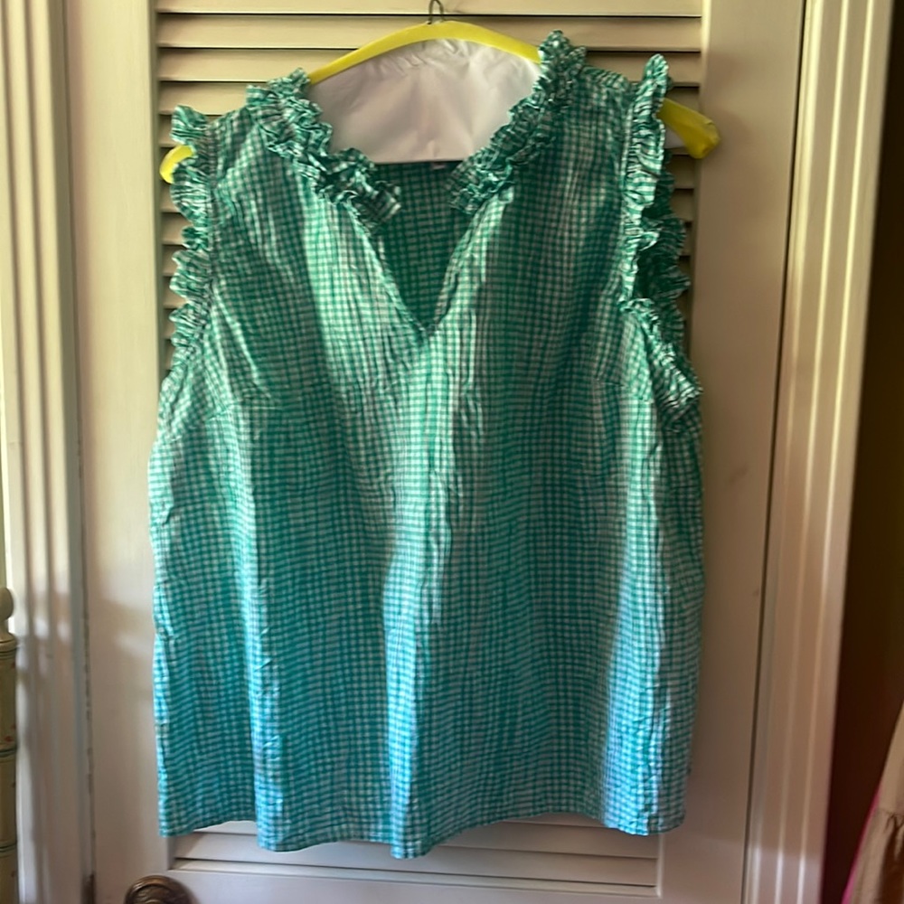 Crown and Ivy green &white gingham sleeveless top size 2X